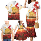 Australia Cockatoo ANZAC Day Family Matching Mermaid Dress and Hawaiian Shirt Lest We Forget