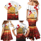 Australia Cockatoo ANZAC Day Family Matching Mermaid Dress and Hawaiian Shirt Lest We Forget
