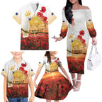 Australia Cockatoo ANZAC Day Family Matching Off The Shoulder Long Sleeve Dress and Hawaiian Shirt Lest We Forget