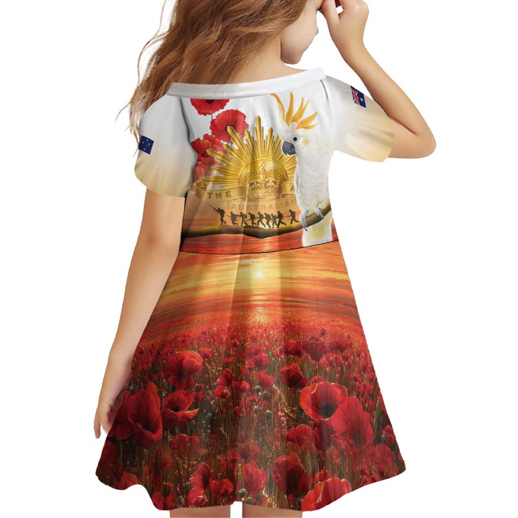 Australia Cockatoo ANZAC Day Family Matching Off The Shoulder Long Sleeve Dress and Hawaiian Shirt Lest We Forget