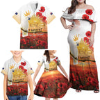 Australia Cockatoo ANZAC Day Family Matching Off Shoulder Maxi Dress and Hawaiian Shirt Lest We Forget
