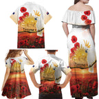 Australia Cockatoo ANZAC Day Family Matching Off Shoulder Maxi Dress and Hawaiian Shirt Lest We Forget
