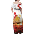 Australia Cockatoo ANZAC Day Family Matching Off Shoulder Maxi Dress and Hawaiian Shirt Lest We Forget