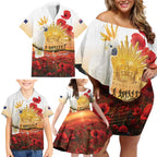 Australia Cockatoo ANZAC Day Family Matching Off Shoulder Short Dress and Hawaiian Shirt Lest We Forget