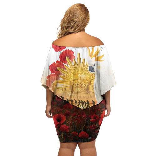 Australia Cockatoo ANZAC Day Family Matching Off Shoulder Short Dress and Hawaiian Shirt Lest We Forget