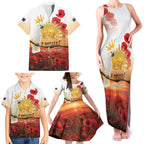 Australia Cockatoo ANZAC Day Family Matching Tank Maxi Dress and Hawaiian Shirt Lest We Forget