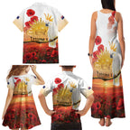 Australia Cockatoo ANZAC Day Family Matching Tank Maxi Dress and Hawaiian Shirt Lest We Forget