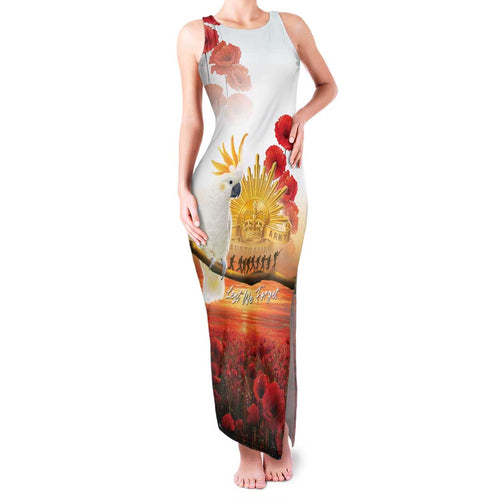 Australia Cockatoo ANZAC Day Family Matching Tank Maxi Dress and Hawaiian Shirt Lest We Forget