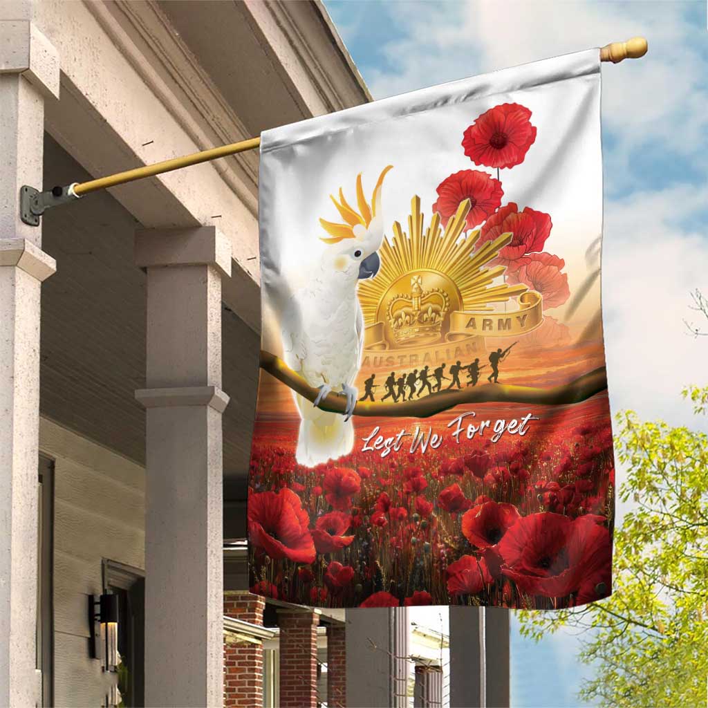 Australia Cockatoo ANZAC Day Garden Flag Lest We Forget