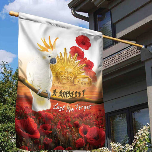 Australia Cockatoo ANZAC Day Garden Flag Lest We Forget