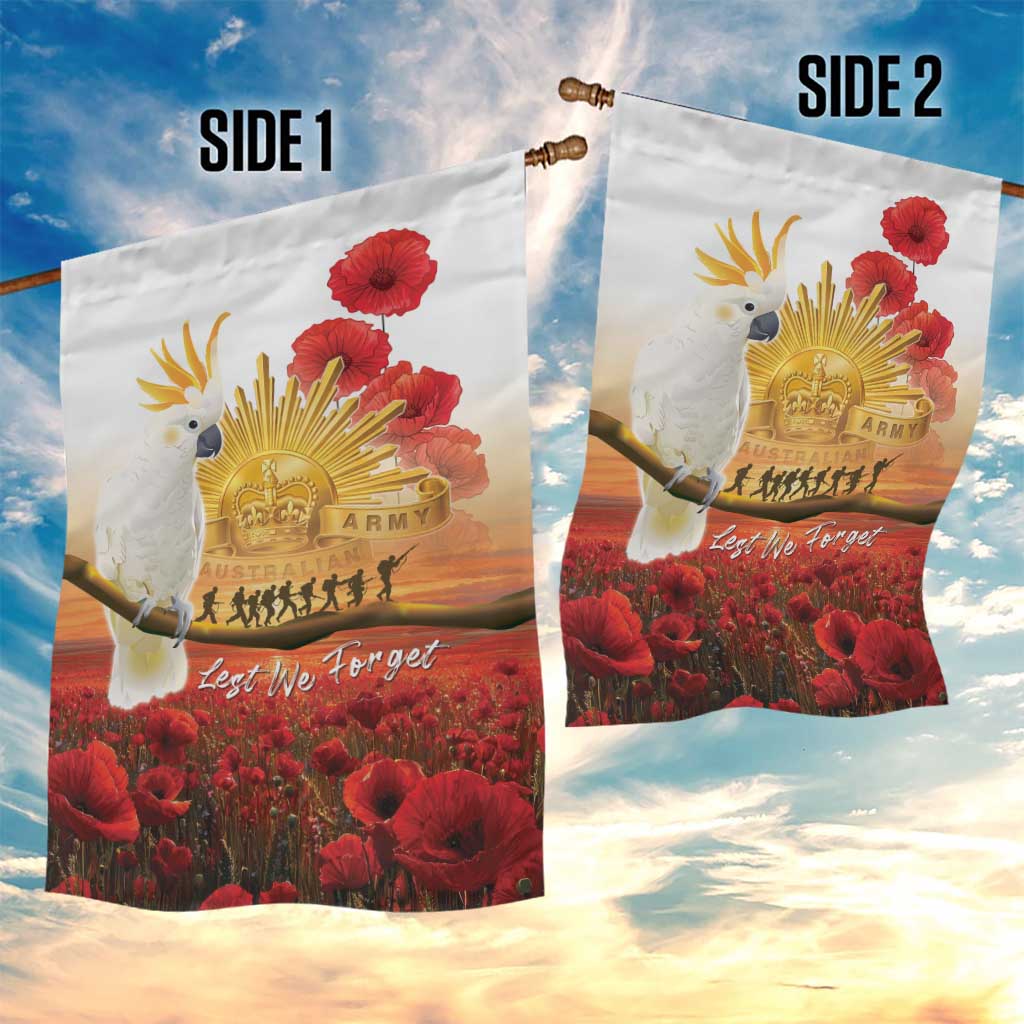 Australia Cockatoo ANZAC Day Garden Flag Lest We Forget
