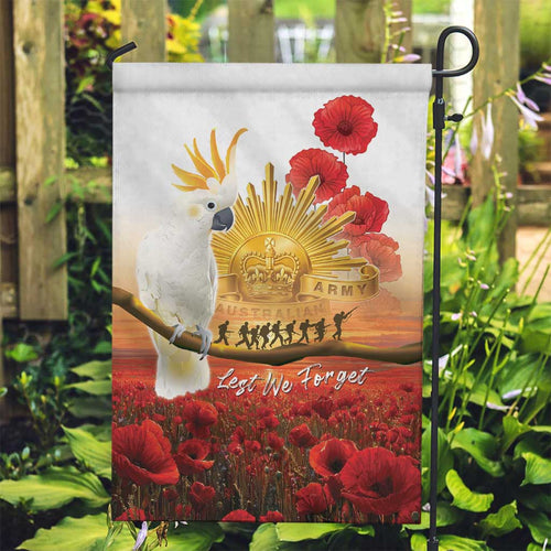 Australia Cockatoo ANZAC Day Garden Flag Lest We Forget