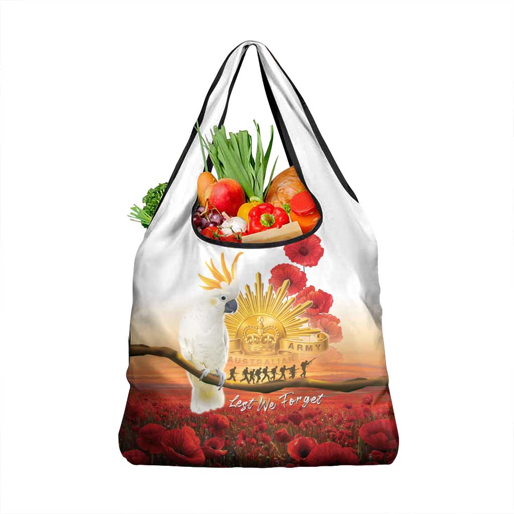 Australia Cockatoo ANZAC Day Grocery Bag Lest We Forget
