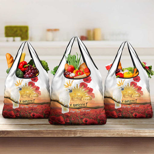 Australia Cockatoo ANZAC Day Grocery Bag Lest We Forget