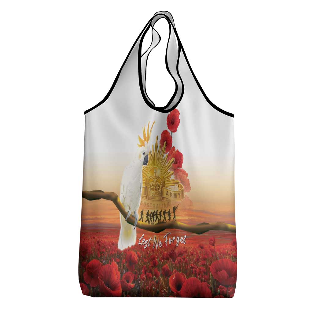 Australia Cockatoo ANZAC Day Grocery Bag Lest We Forget