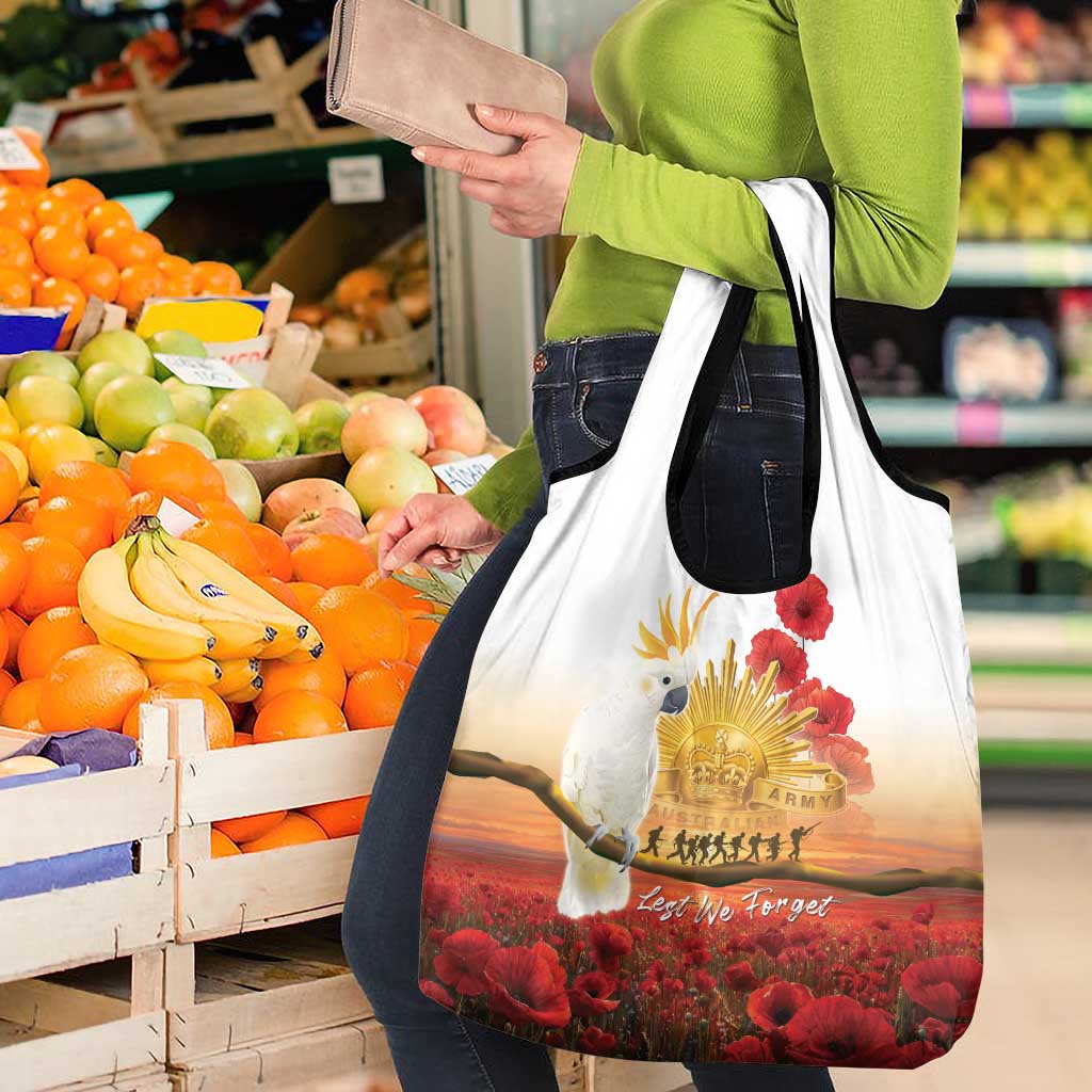 Australia Cockatoo ANZAC Day Grocery Bag Lest We Forget