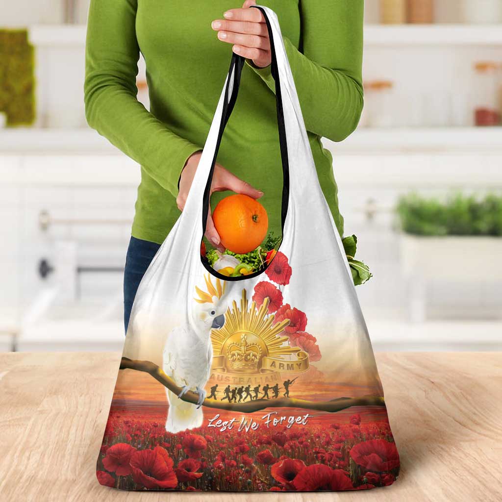 Australia Cockatoo ANZAC Day Grocery Bag Lest We Forget