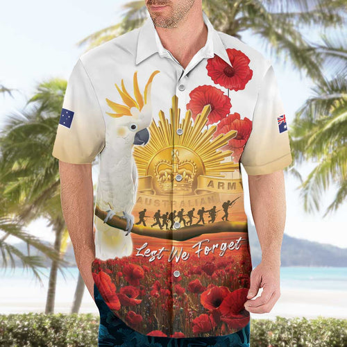 Australia Cockatoo ANZAC Day Hawaiian Shirt Lest We Forget
