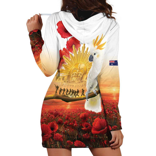 Australia Cockatoo ANZAC Day Hoodie Dress Lest We Forget