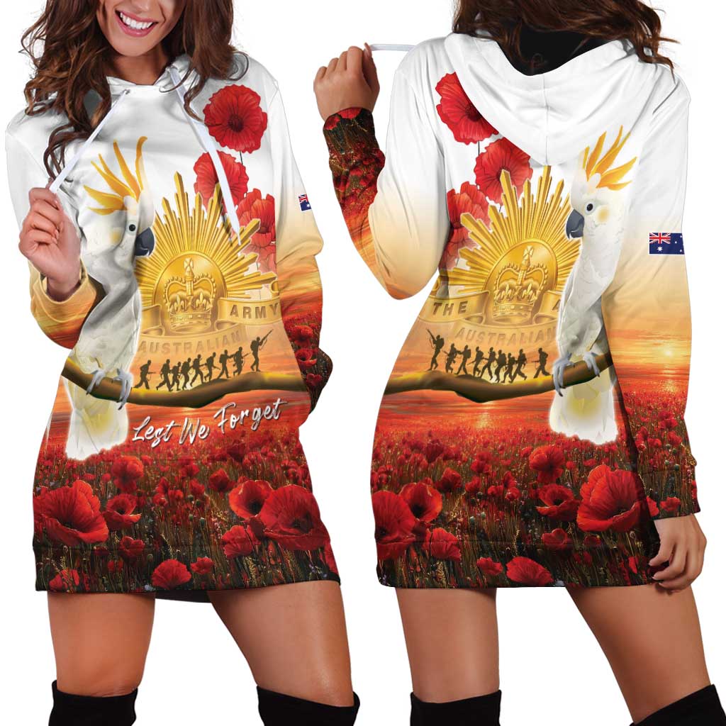 Australia Cockatoo ANZAC Day Hoodie Dress Lest We Forget