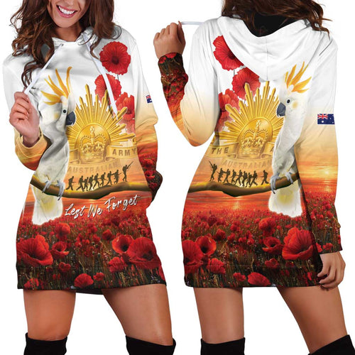 Australia Cockatoo ANZAC Day Hoodie Dress Lest We Forget