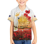 Australia Cockatoo ANZAC Day Kid Hawaiian Shirt Lest We Forget