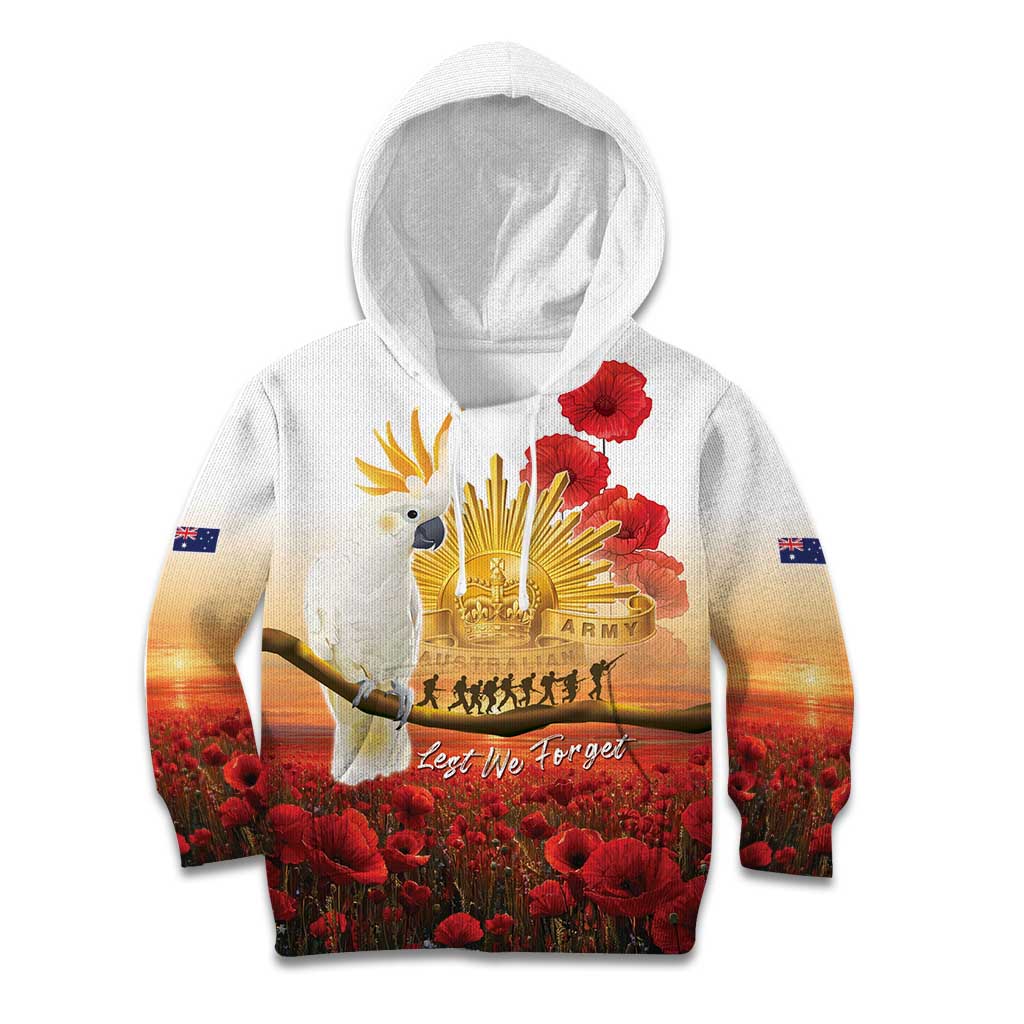 Australia Cockatoo ANZAC Day Kid Hoodie Lest We Forget