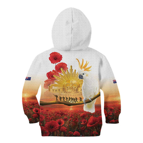 Australia Cockatoo ANZAC Day Kid Hoodie Lest We Forget