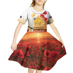 Australia Cockatoo ANZAC Day Kid Short Sleeve Dress Lest We Forget