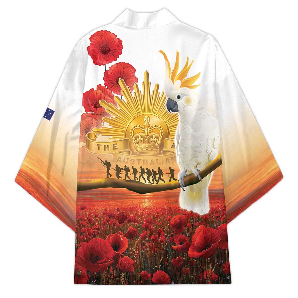 Australia Cockatoo ANZAC Day Kimono Lest We Forget