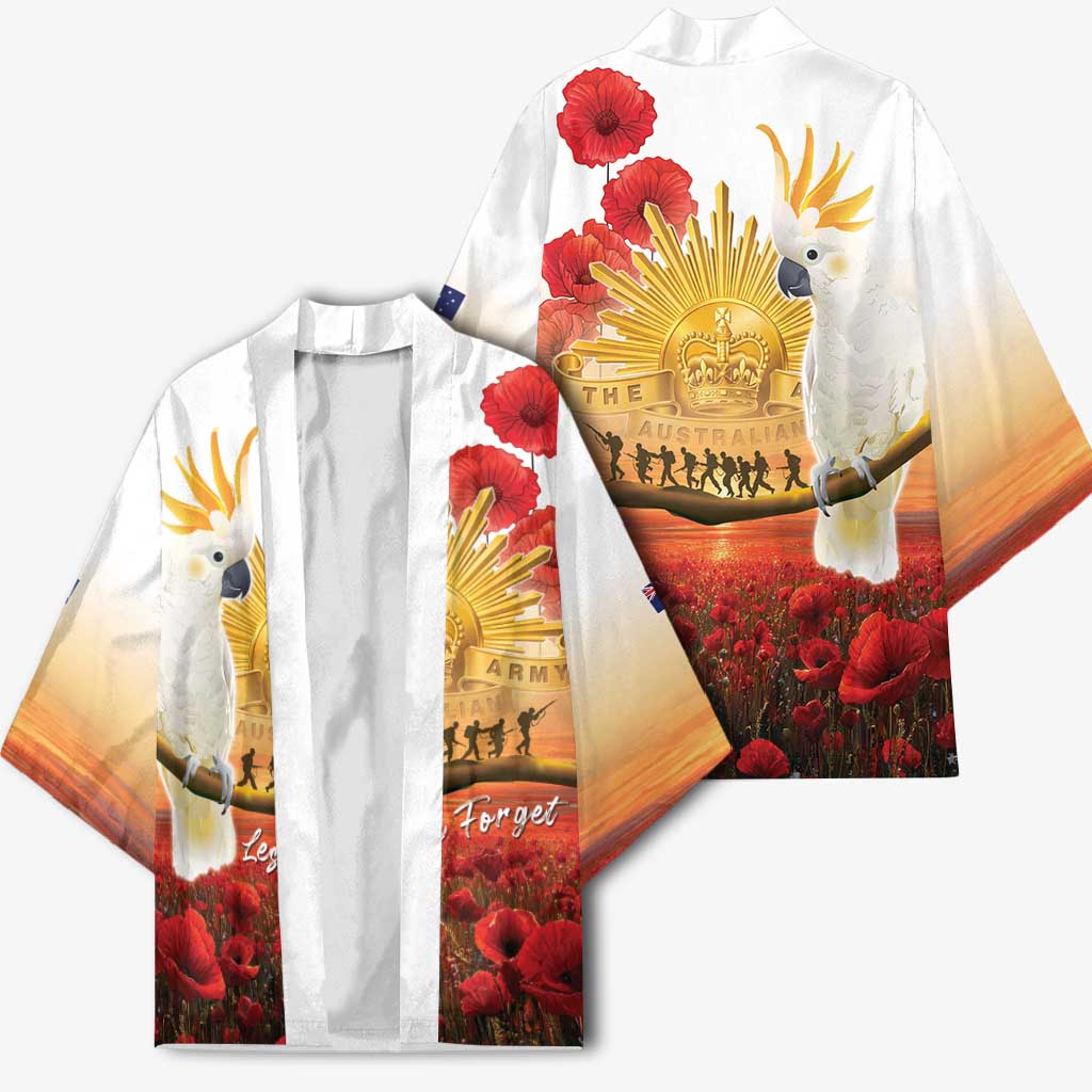 Australia Cockatoo ANZAC Day Kimono Lest We Forget