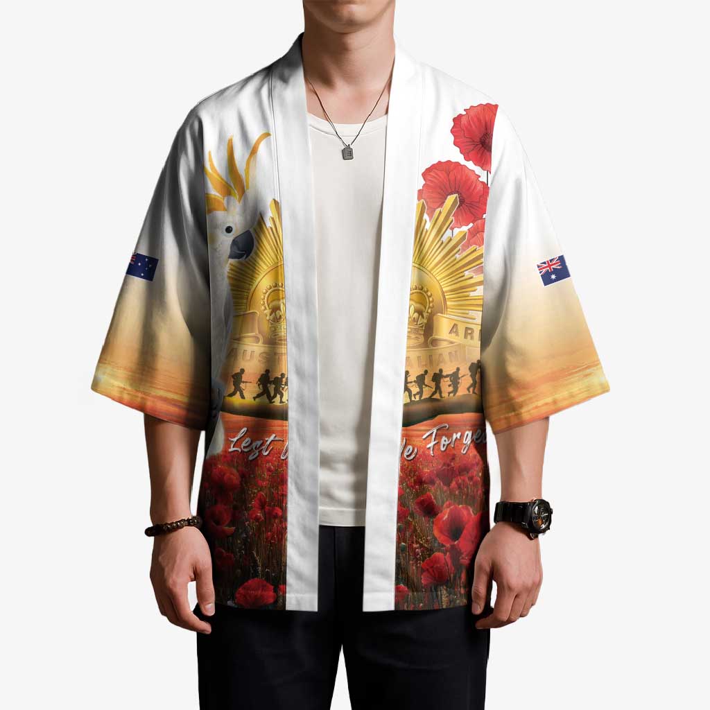 Australia Cockatoo ANZAC Day Kimono Lest We Forget