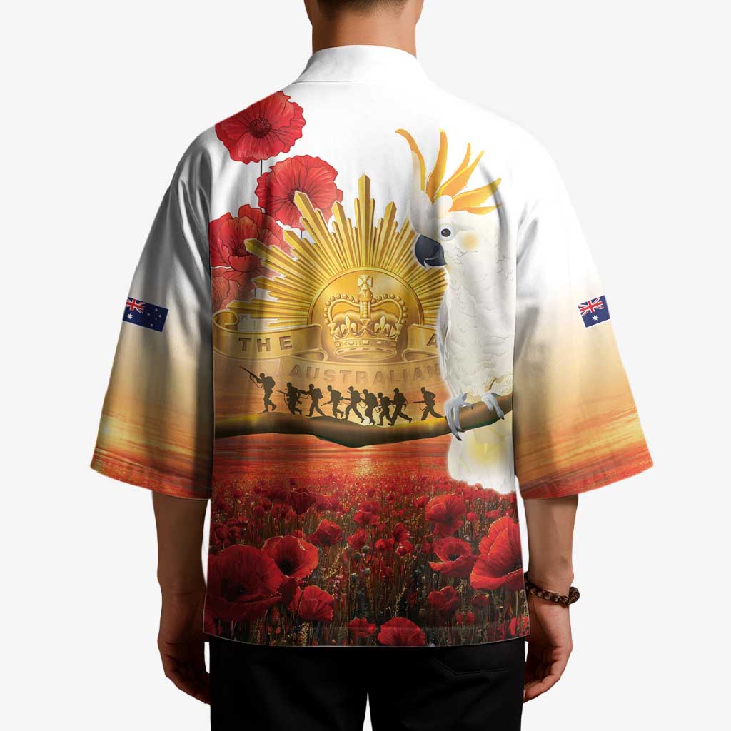 Australia Cockatoo ANZAC Day Kimono Lest We Forget