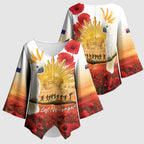 Australia Cockatoo ANZAC Day Kimono Sleeve Blouse Lest We Forget