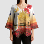 Australia Cockatoo ANZAC Day Kimono Sleeve Blouse Lest We Forget