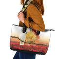 Australia Cockatoo ANZAC Day Leather Tote Bag Lest We Forget