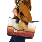 Australia Cockatoo ANZAC Day Leather Tote Bag Lest We Forget