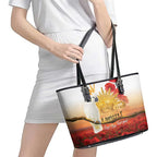 Australia Cockatoo ANZAC Day Leather Tote Bag Lest We Forget