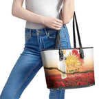 Australia Cockatoo ANZAC Day Leather Tote Bag Lest We Forget