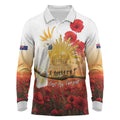 Australia Cockatoo ANZAC Day Long Sleeve Polo Shirt Lest We Forget