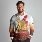 Australia Cockatoo ANZAC Day Long Sleeve Polo Shirt Lest We Forget