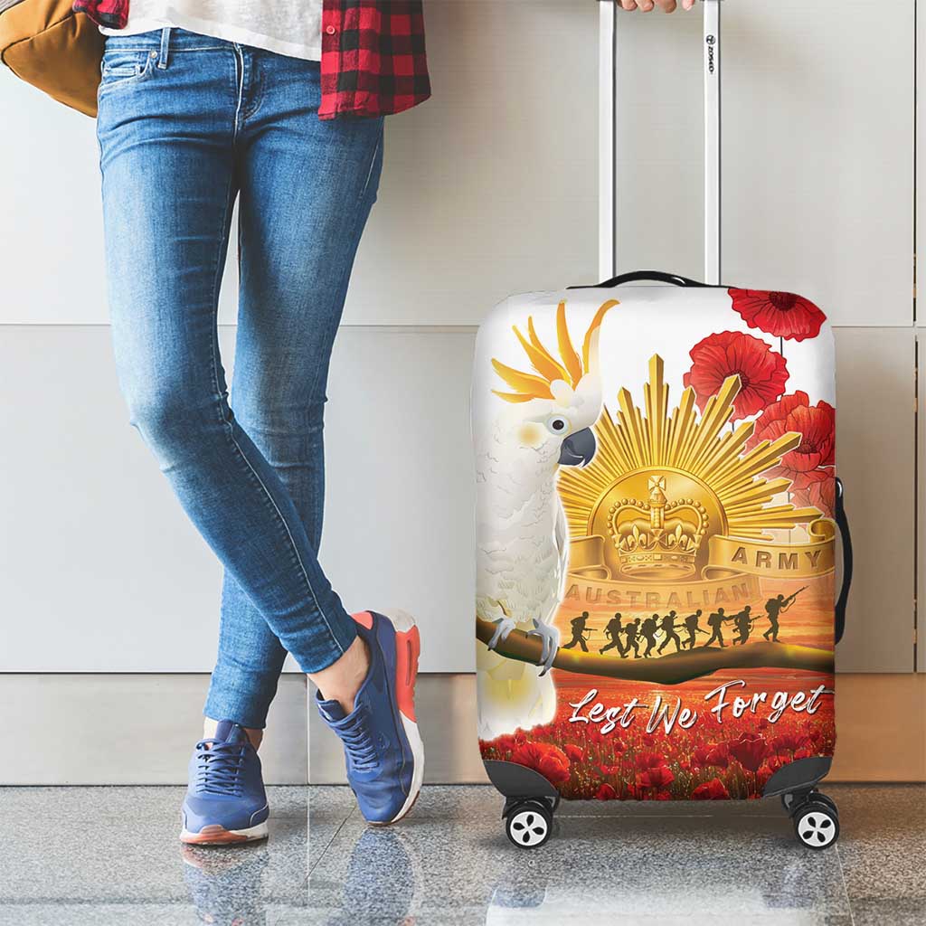 Australia Cockatoo ANZAC Day Luggage Cover Lest We Forget