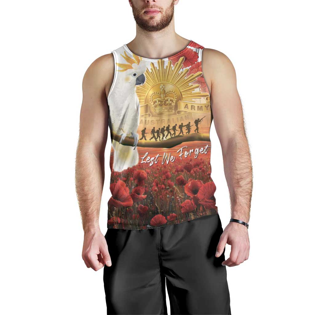 Australia Cockatoo ANZAC Day Men Tank Top Lest We Forget