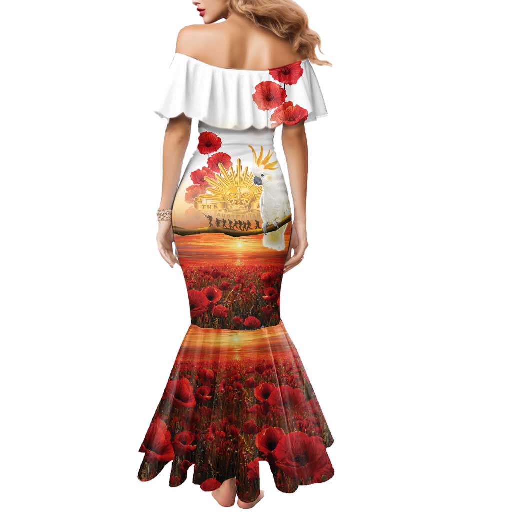 Australia Cockatoo ANZAC Day Mermaid Dress Lest We Forget