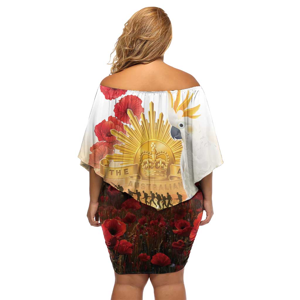 Australia Cockatoo ANZAC Day Off Shoulder Short Dress Lest We Forget
