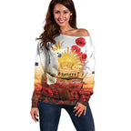 Australia Cockatoo ANZAC Day Off Shoulder Sweater Lest We Forget