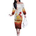 Australia Cockatoo ANZAC Day Off The Shoulder Long Sleeve Dress Lest We Forget