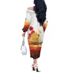 Australia Cockatoo ANZAC Day Off The Shoulder Long Sleeve Dress Lest We Forget
