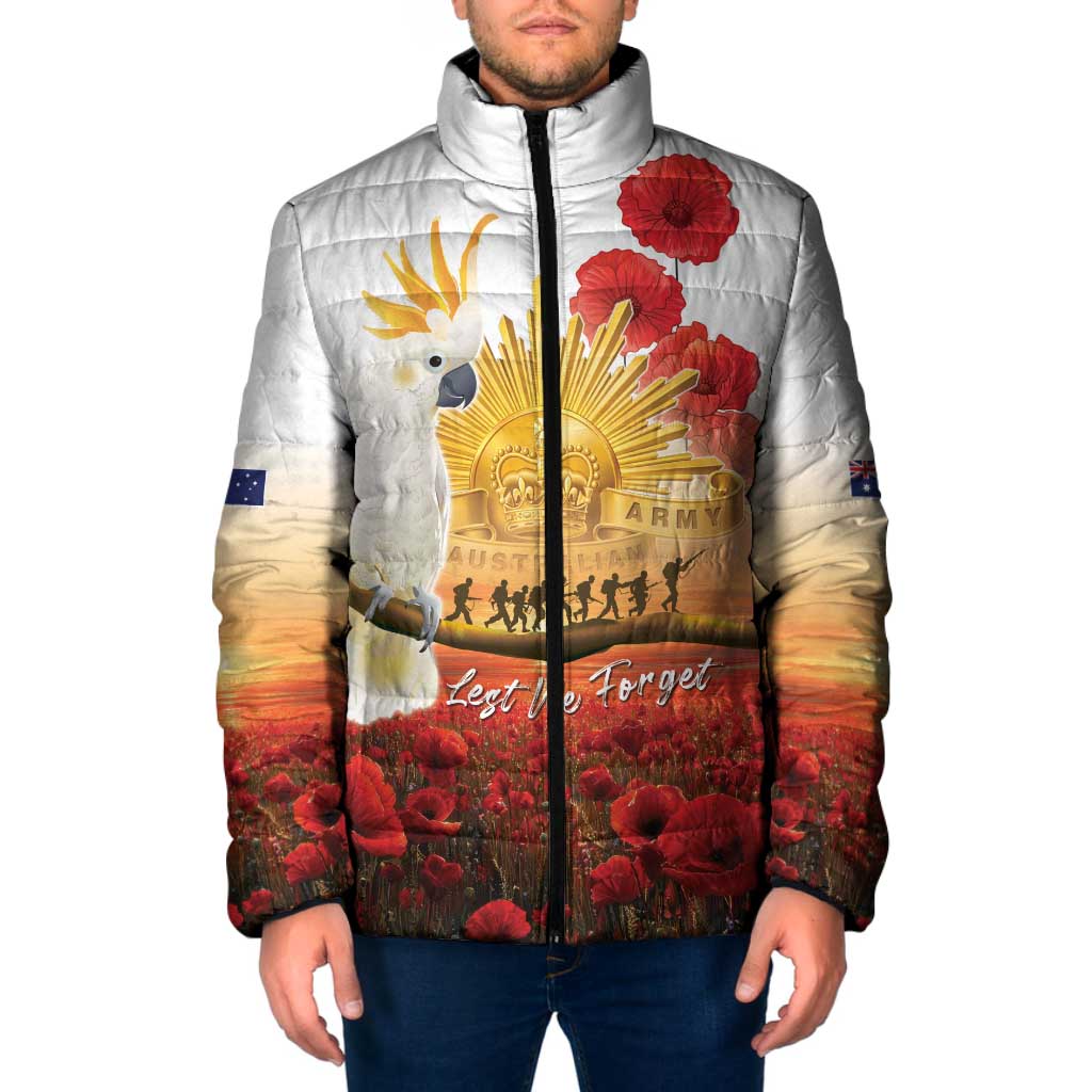Australia Cockatoo ANZAC Day Padded Jacket Lest We Forget