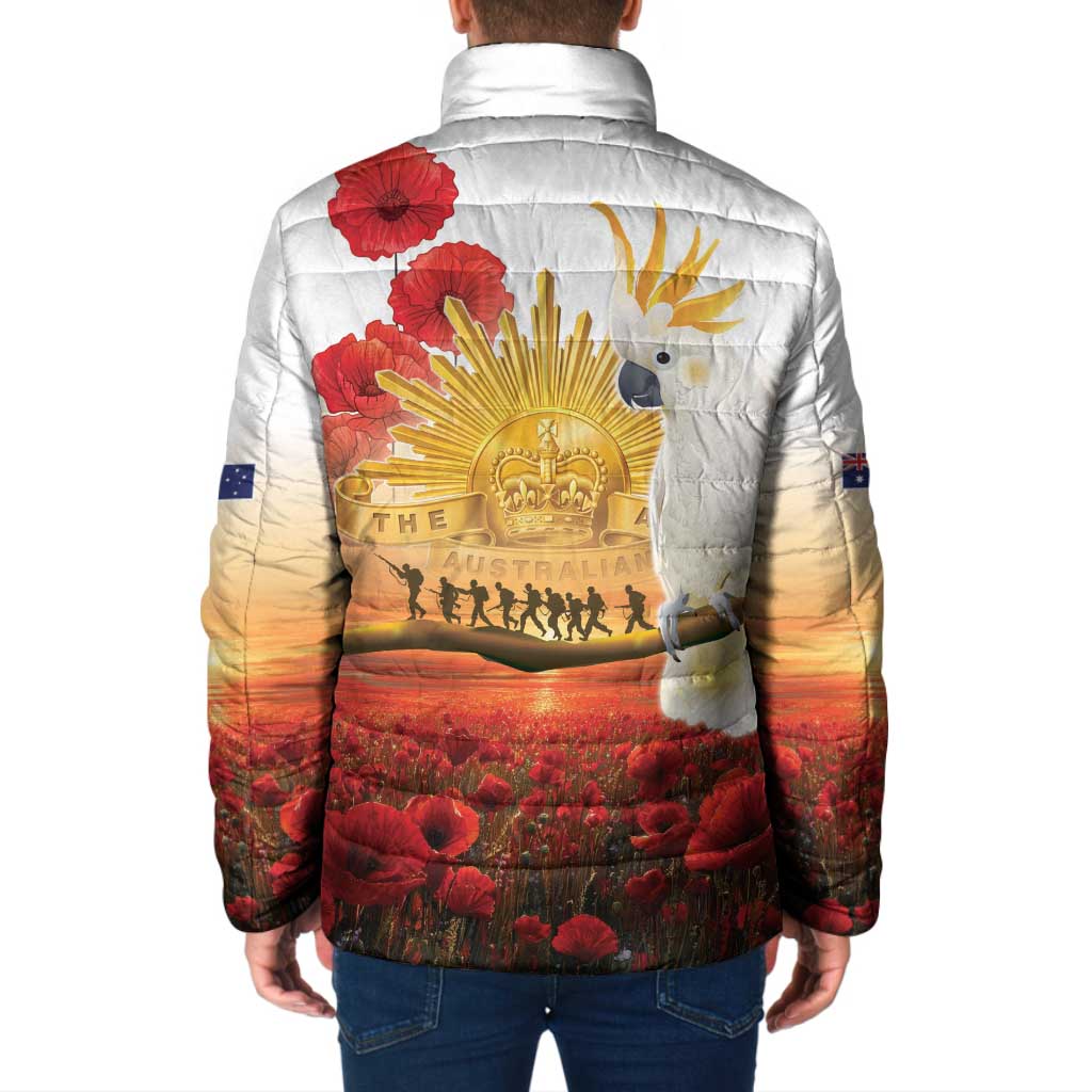 Australia Cockatoo ANZAC Day Padded Jacket Lest We Forget